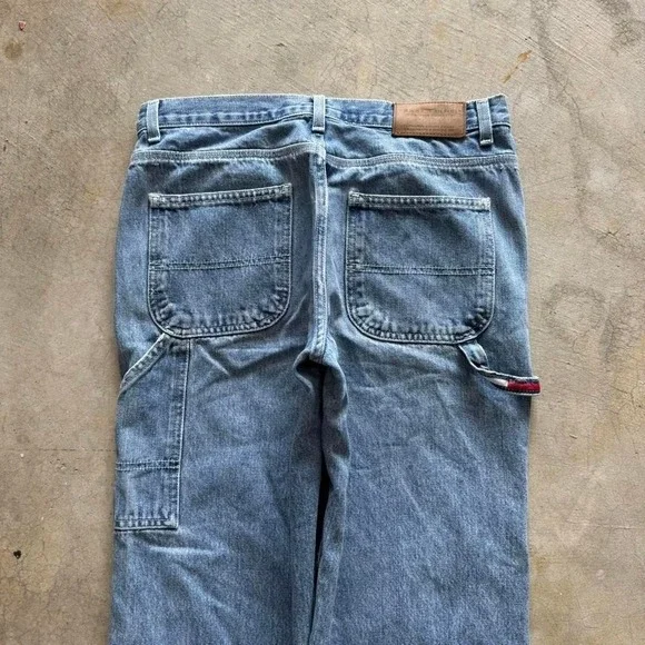 Baggy Tommy Hilfiger Carpenter Wide Leg Jnco Styl Y2k Vintage Denim Jeans 30x32 - Picture 4 of 8